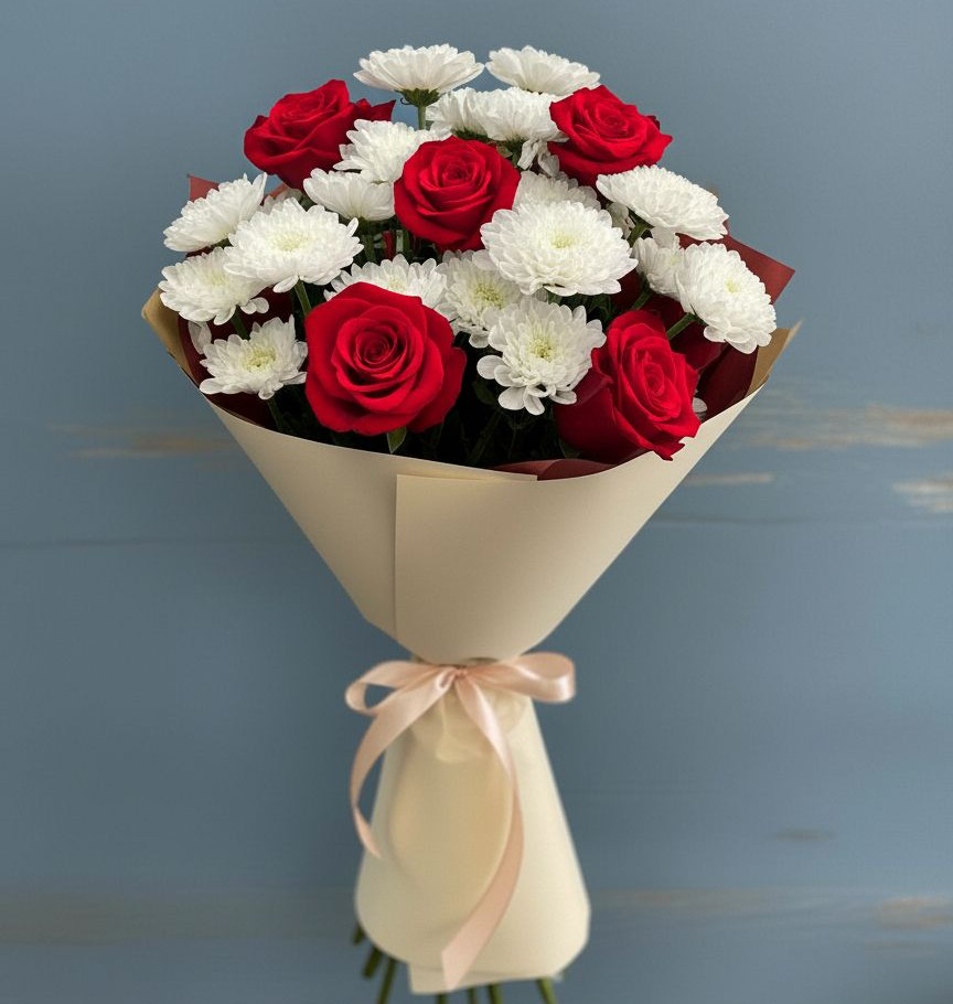 Букет цветов из: Розы и Хризантемы в Рогнедино