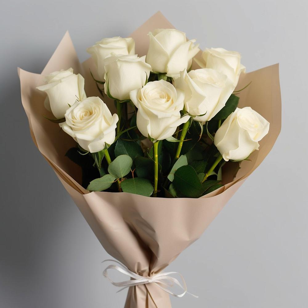 Букет 9 Белых роз Эдлесс Лав в Рогнедино