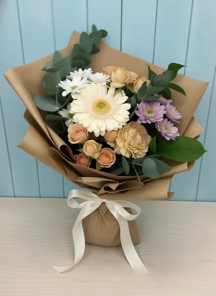 Букет цветов из: Герберы и Хризантемы в Рогнедино