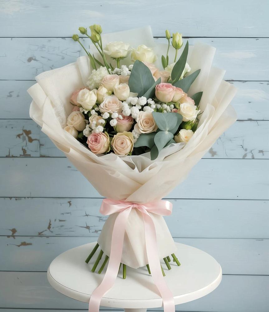 Букет цветов из: Розы и Лизиантусы в Рогнедино